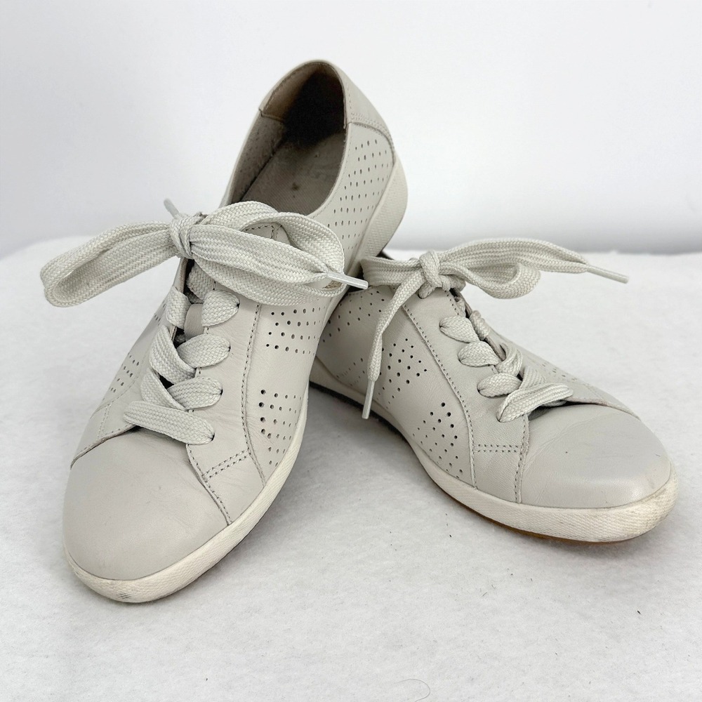 Dansko Charlie Gray Leather Perforated Lace Up Sneakers Womens Size 39 8.5-9